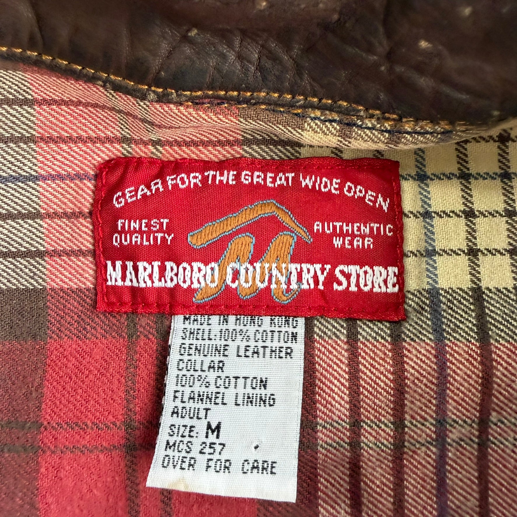 Vintage 90s Marlboro Country Store Flannel Lined Trucker Denim Jacket - M