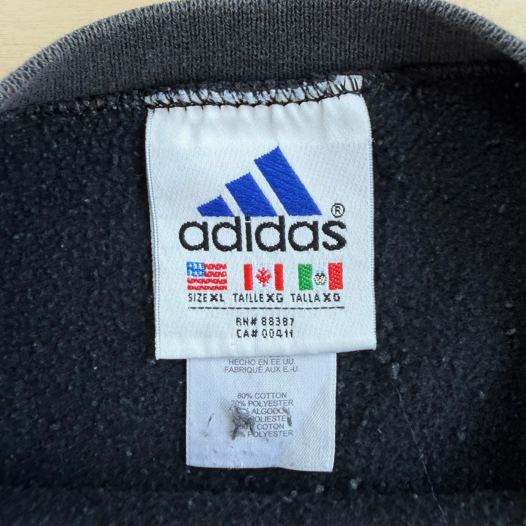 J- Vintage 90s Adidas Embroidered Logo & Text Graphic Crewneck - XL