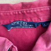 Vintage 90s Polo RL Embroidered Logo Made In Canada Faded Red Harrington Lightweight Jacket - L