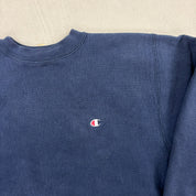 F- Vintage 90s Champion Reverse Weave Made In USA Navy Crewneck