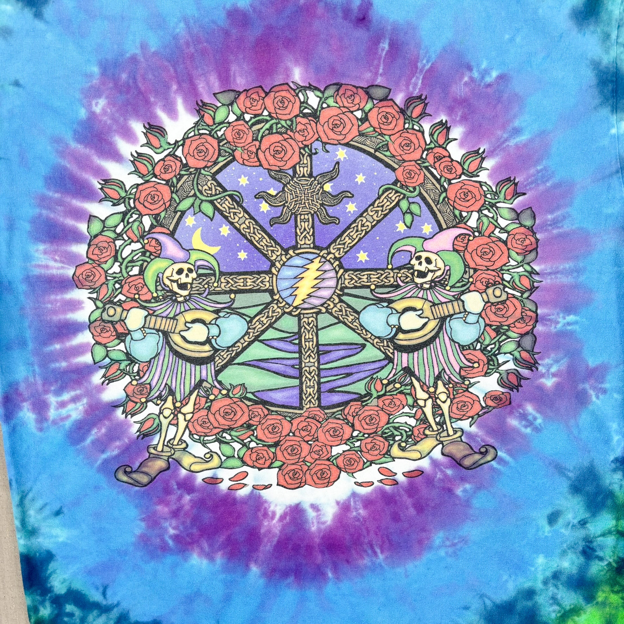 F- '00 Liquid Blue The Grateful Dead Mandala Graphic Tie Dye Tee