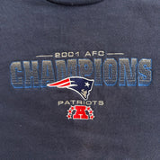 J- Vintage '01 New England Patriots NFL AFC Champions Embroidered Graphic Lee Crewneck - XL