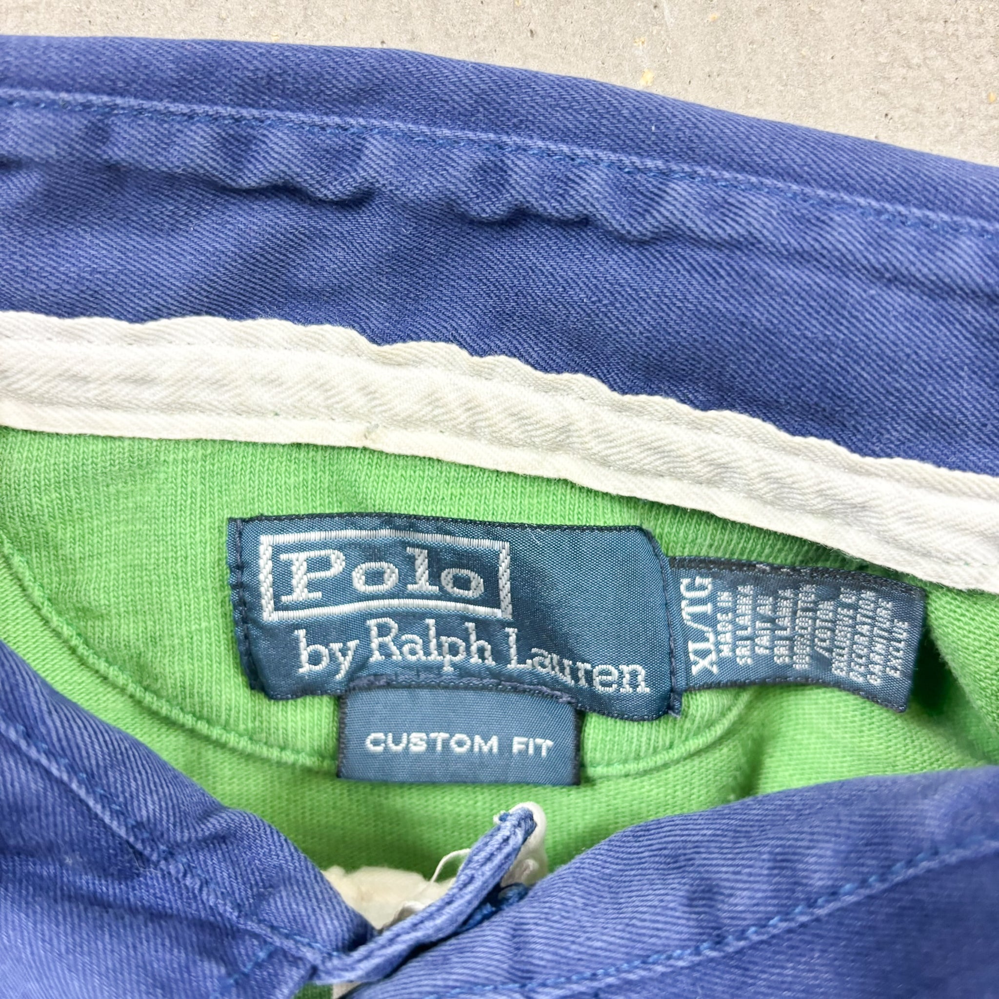 F- Vintage Polo Ralph Lauren Embroidered Crest & Text Rugby Shirt