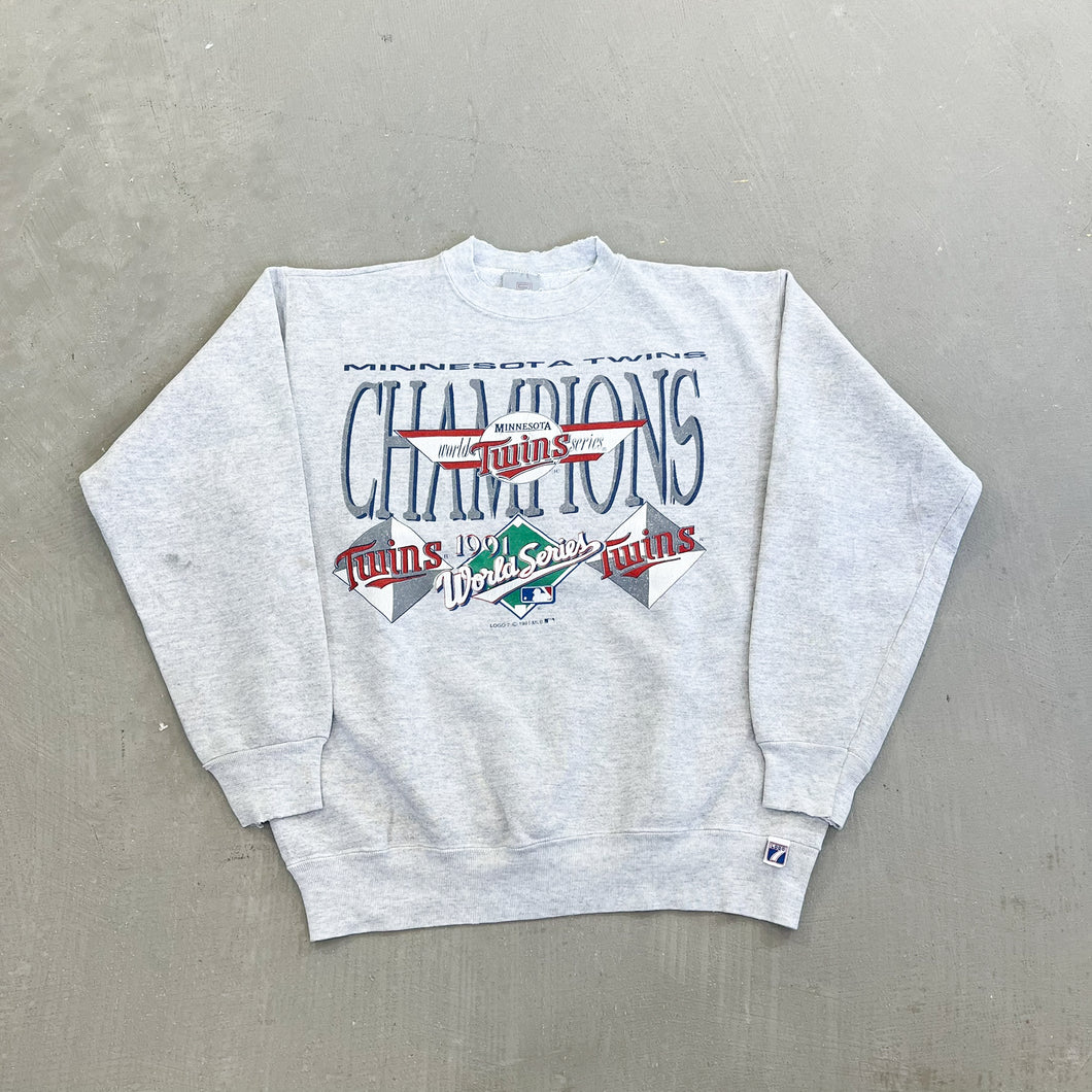 F- Vintage 1991 World Series Minnesota Twins Champions MLB Logo 7 Crewneck