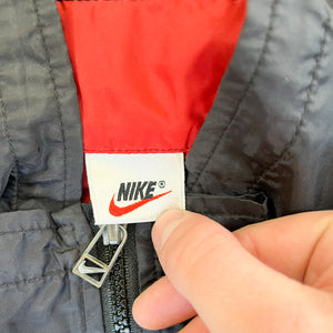 F- Vintage Nike Red/Black Zip Up Nylon Windbreaker Jacket