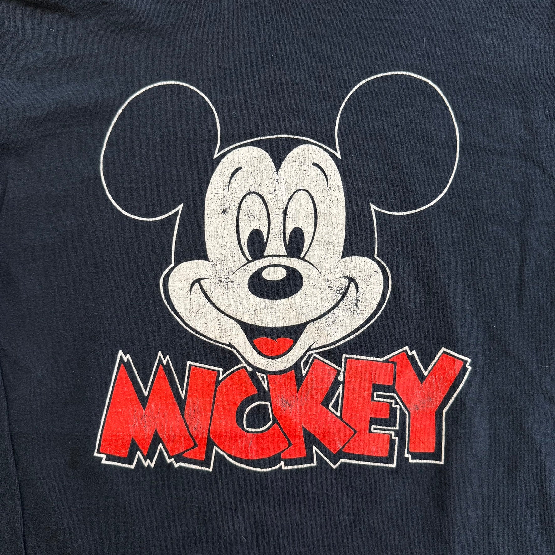 J- Vintage Disney Mickey Text & Graphic Made In USA Lightweight Hoodie - L