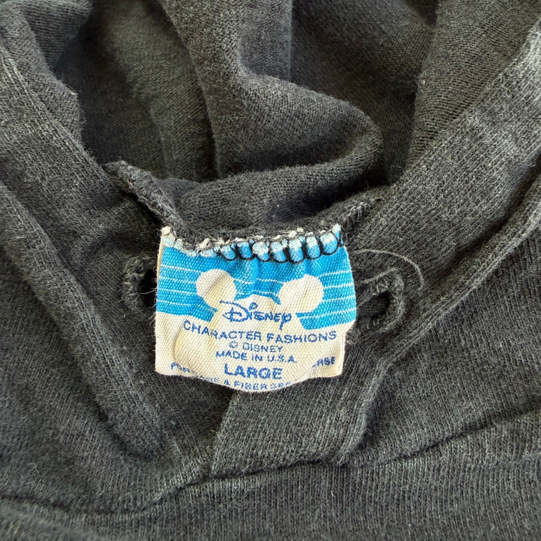 J- Vintage Disney Mickey Text & Graphic Made In USA Lightweight Hoodie - L