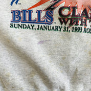 J- Vintage '93 NFL Super Bowl 27 Bills Clash With The Cowboys Graphic Made In USA Crewneck - L