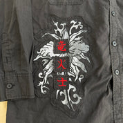 Vintage D-Lux Hells Kitchen Tattoo Embroidered Text & Graphic Button Down Shirt - 3XL