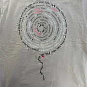 J- Vintage 90s Tool Tan Dictionary Spiral Text Artimonde Tag Single Stitch Tee - L