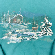 F- Vintage Cottage Essentials Cabin & Deer In Woods Crewneck
