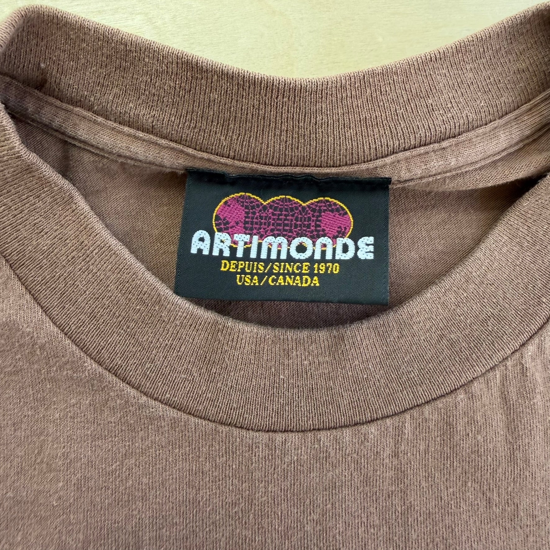 J- Vintage 90s Tool Mocha Brown Dictionary Spiral Text Made In Canada Artimonde Tag Tee - XL