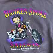 Vintage Broken Spoke Saloon Bike Week Betty Boop Motorcycle Graphic Crewneck - 2XL