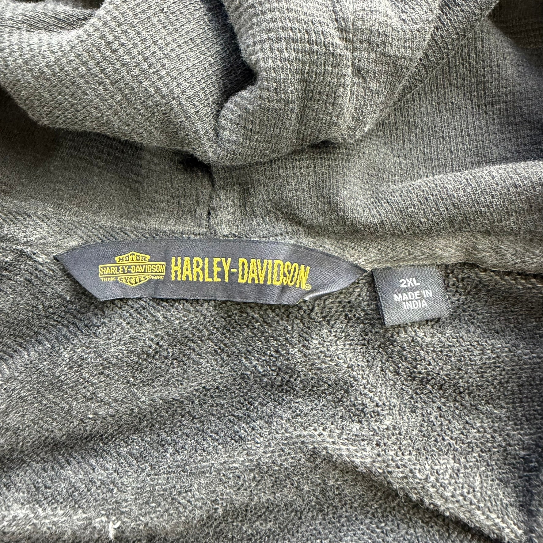 Vintage Harley Davidson Felt Embroidered Eagle Logo Graphic Zip Up Hoodie - 2XL