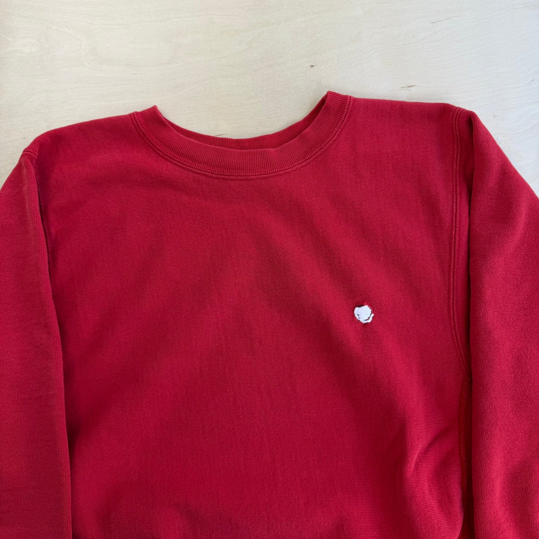 J- Vintage 90s Champion Reverse Weave Made In USA Red Crewneck - M
