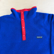 Vintage 90s Patagonia Synchilla Made In USA Snap-T Blue/Red Pullover Polar Fleece - M