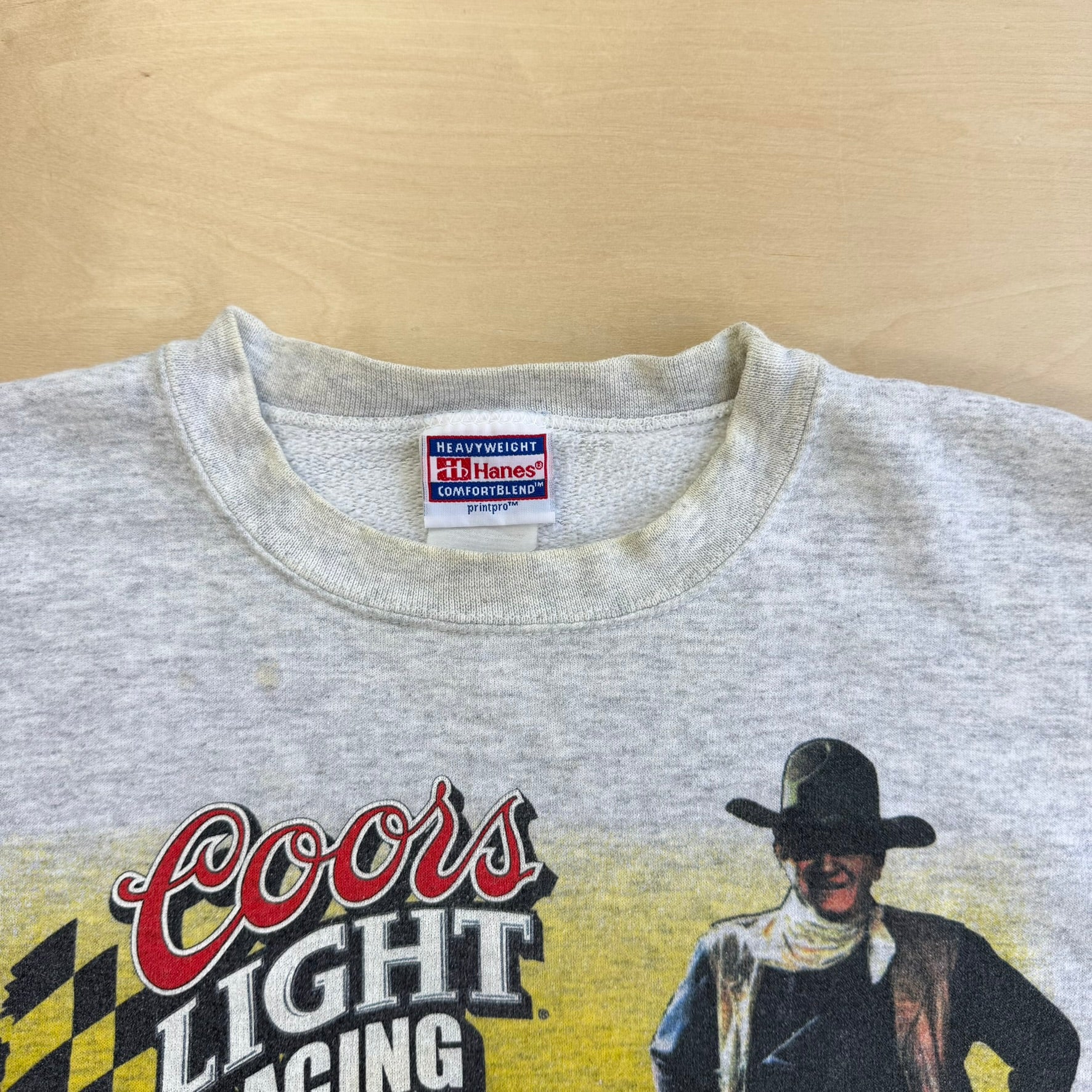 J- Vintage '99 Nascar Coors Light Racing John Wayne Cancer Institute Pick It Up Pilgrim Graphic Crewneck - XL