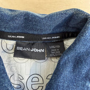Vintage Sean John Embroidered Text Trucker Denim Jacket - L 16/18 (fits M)