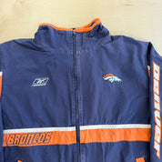 J- Vintage Denver Broncos NFL Reebok Embroidered Logo Zip Up Jacket - XL