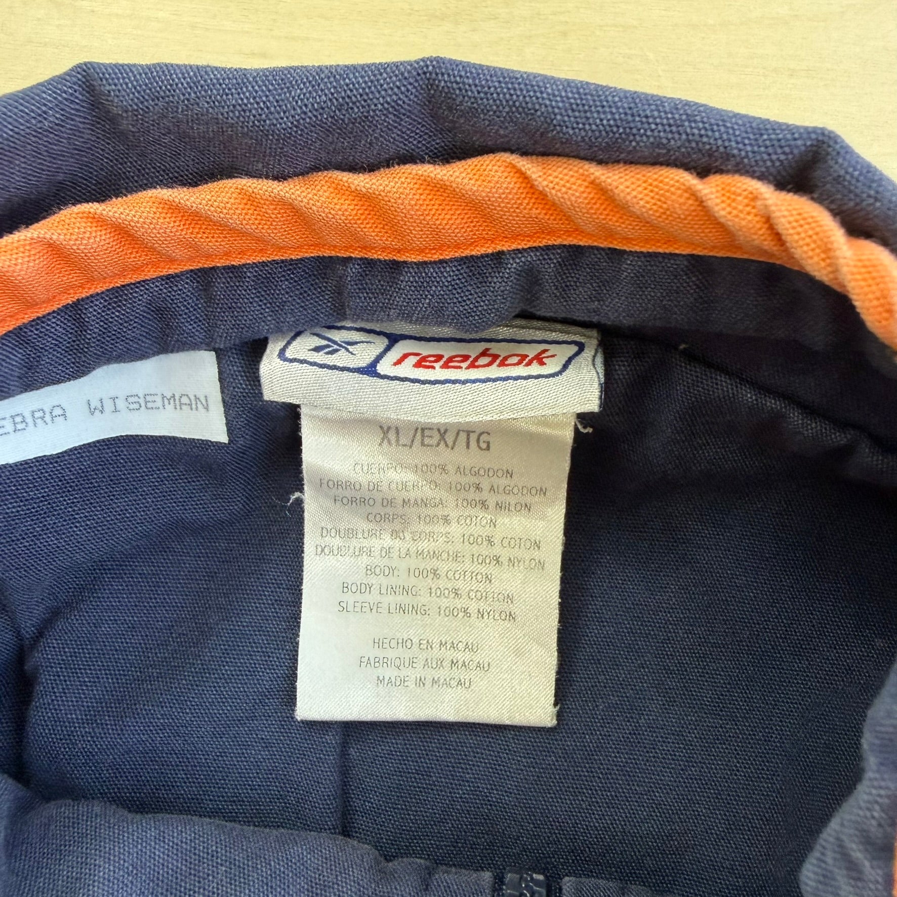 J- Vintage Denver Broncos NFL Reebok Embroidered Logo Zip Up Jacket - XL