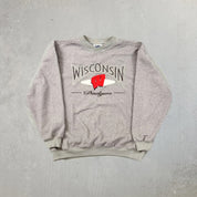F- Vintage Wisconsin Badgers Embroidered Text Crewneck