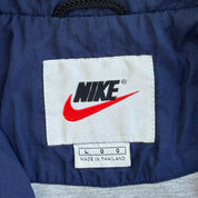 J- Vintage 90s Nike Embroidered Swoosh Lightweight Zip Up Navy Jacket - L