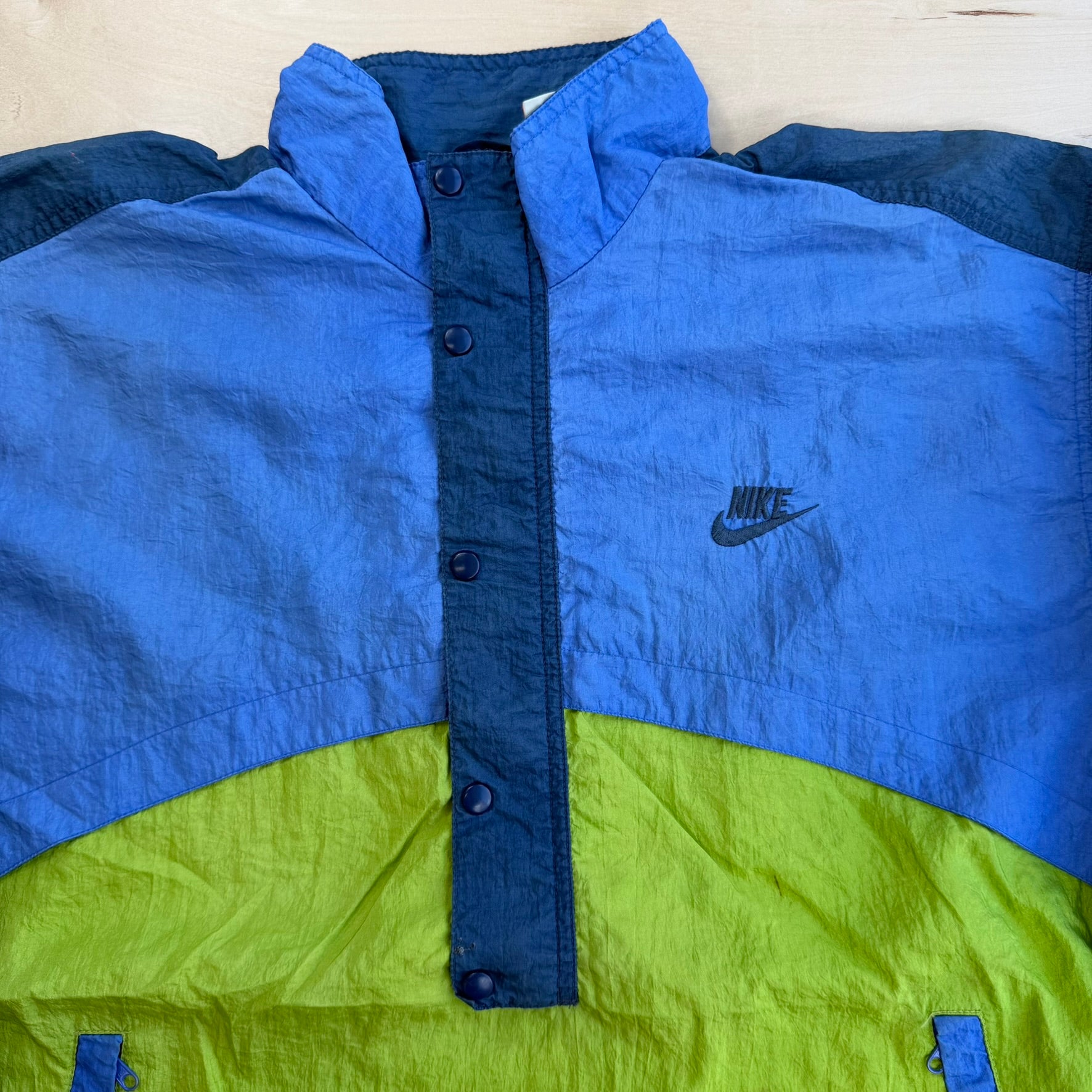 J- Vintage 90s Nike Embroidered Logo Anorak Pullover Lightweight Jacket - M