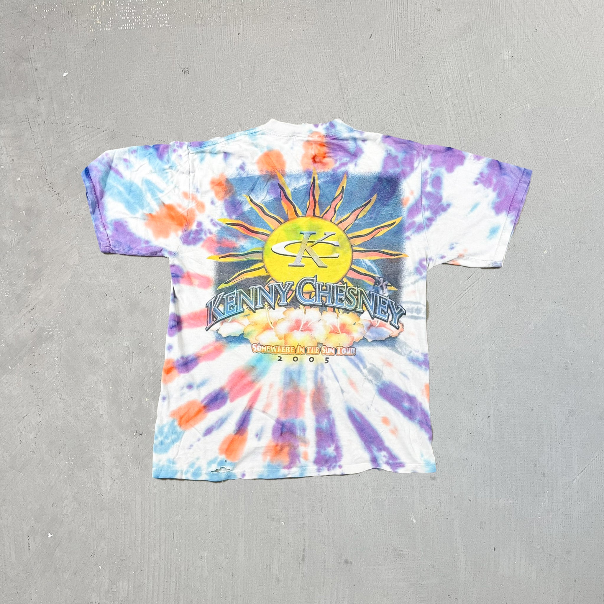 F- Vintage '05 Kenny Chesney Somewhere In The Sun Tour Tie Dye Tee