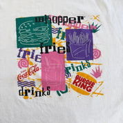 J- Vintage 90s Burger King Whooper & Fries Graphic Made In USA Single Stitch Tee - XL