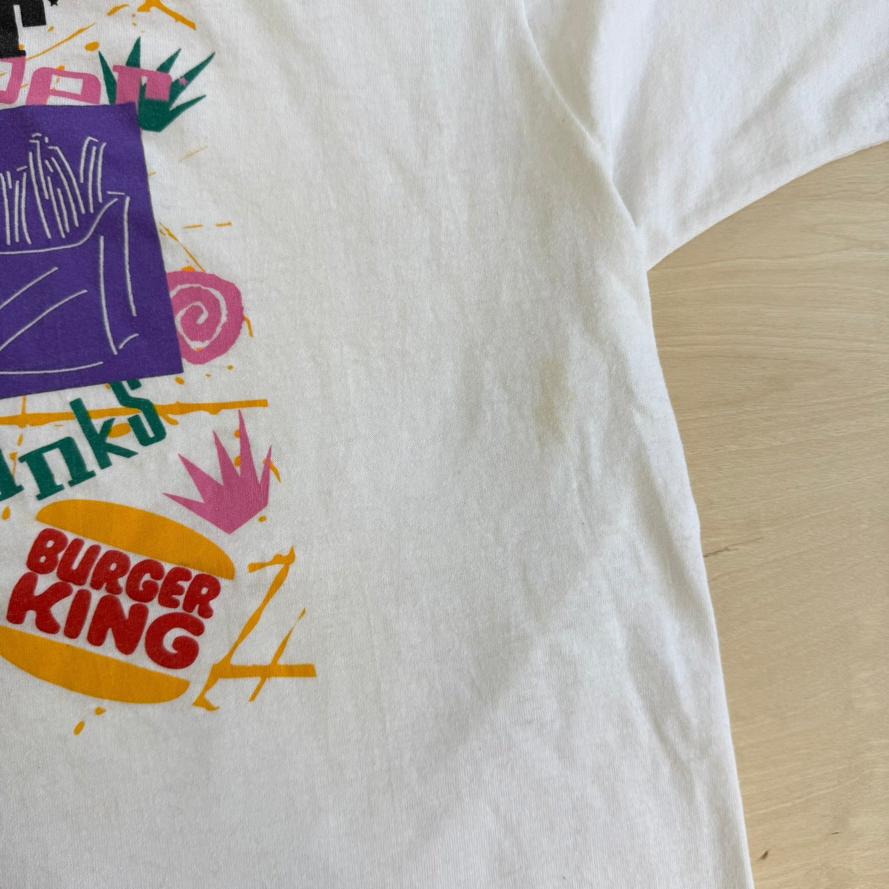 J- Vintage 90s Burger King Whooper & Fries Graphic Made In USA Single Stitch Tee - XL