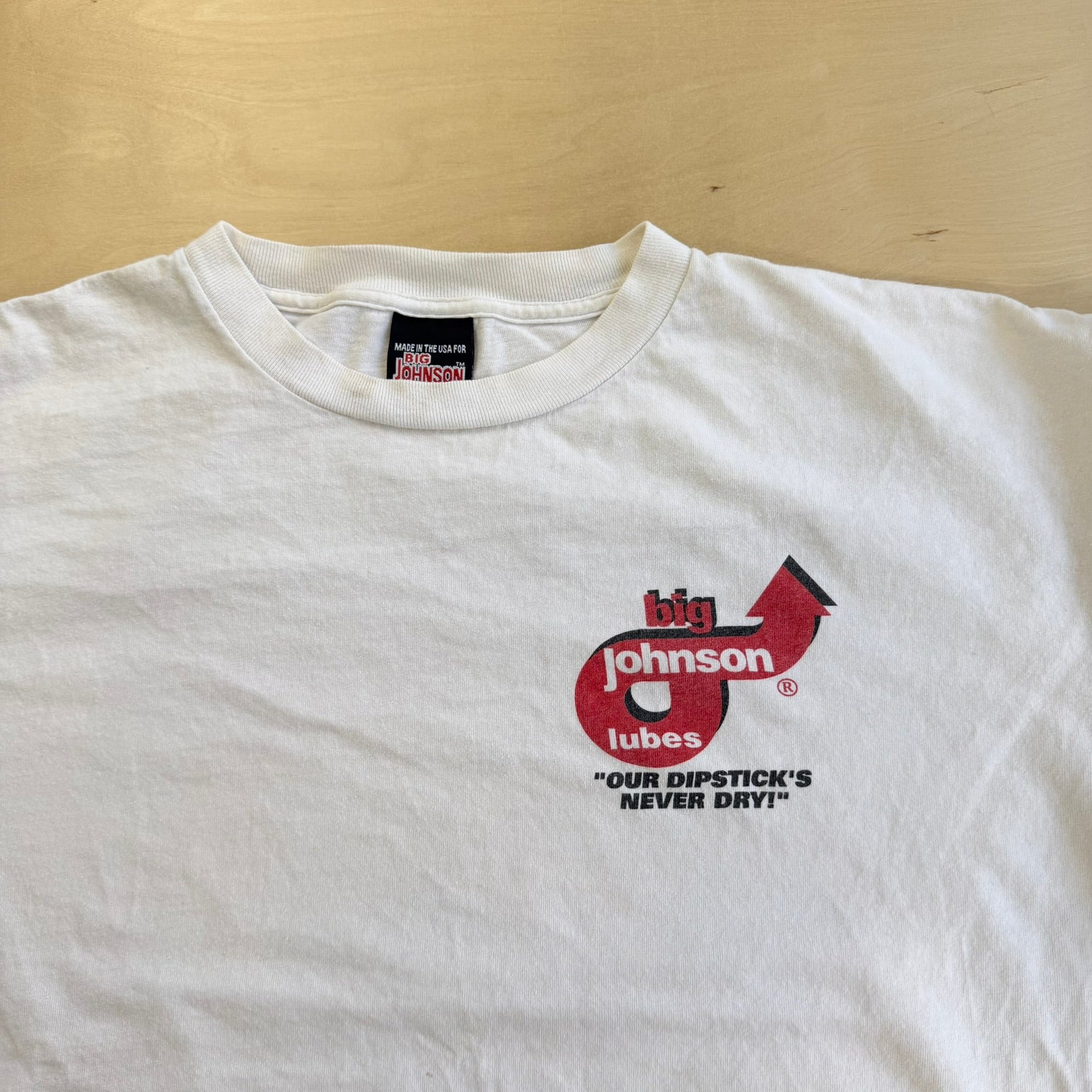 J- Vintage 90s Big Johnson Lubes Graphic Made In USA Single Stitch Tee - XL