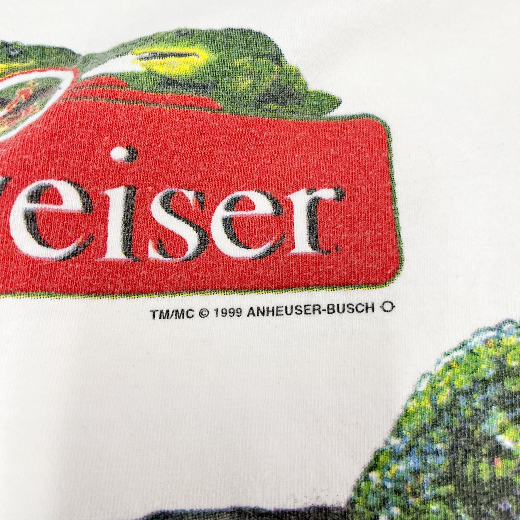 F- Vintage '99 Anheuser-Busch Budweiser Chameleon Jumbo Print Tank Top