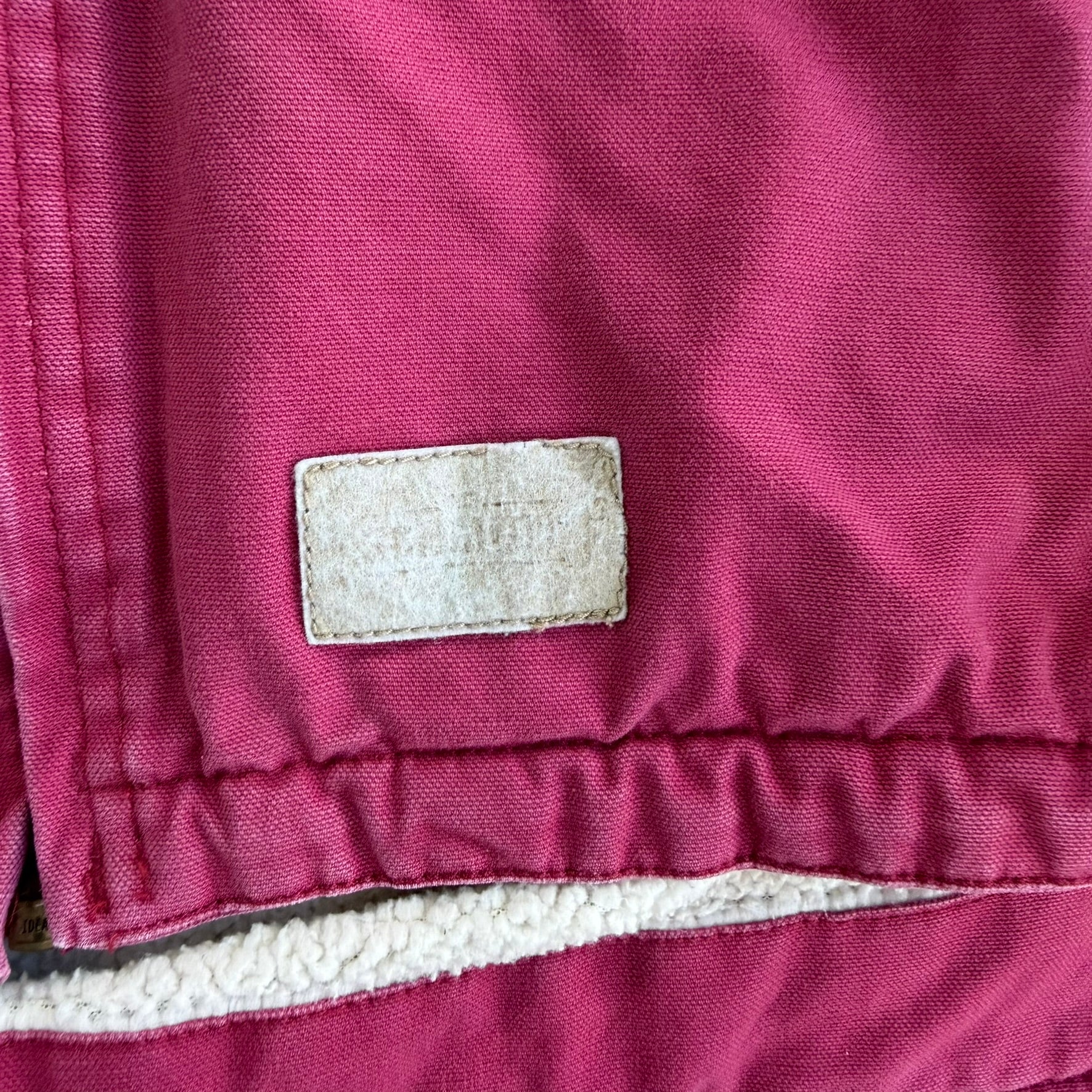 Vintage Women's Pink Sherpa Lined Canvas Hooded Workwear Jacket - Women's XL