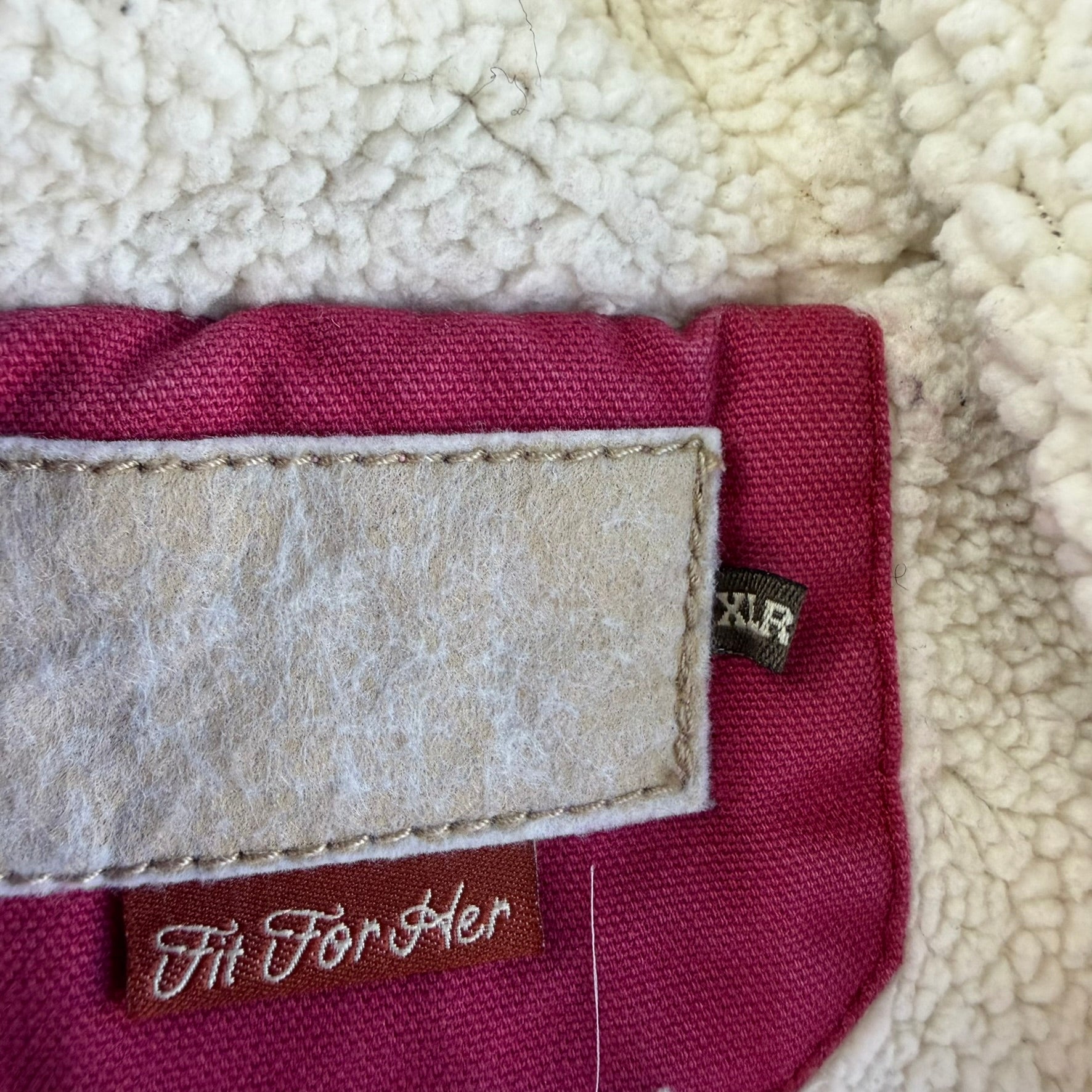 Vintage Women's Pink Sherpa Lined Canvas Hooded Workwear Jacket - Women's XL
