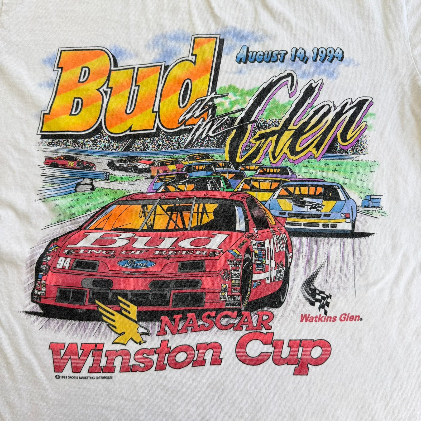 J- Vintage '94 Nascar Winston Cup Bud At The Glen Graphic Made In USA Single Stitch Tee - M