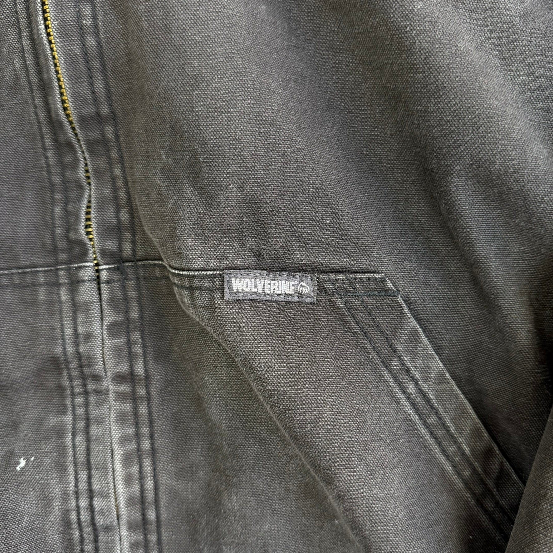 Vintage Wolverine Sherpa Lined Canvas Hooded Workwear Jacket - L