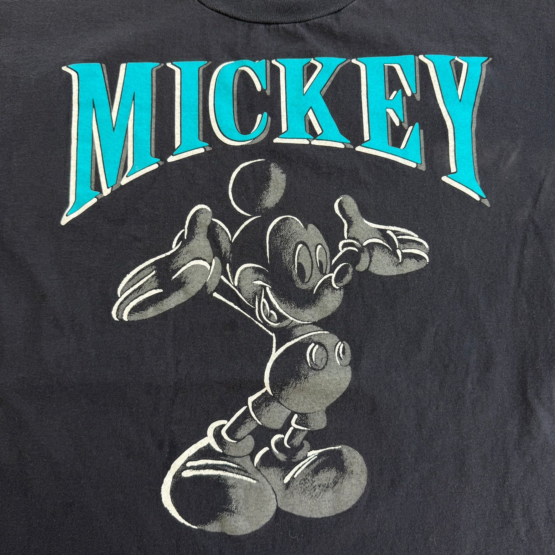 J- Vintage Disney Mickey Mouse Text & Graphic Made In USA Tee - XL