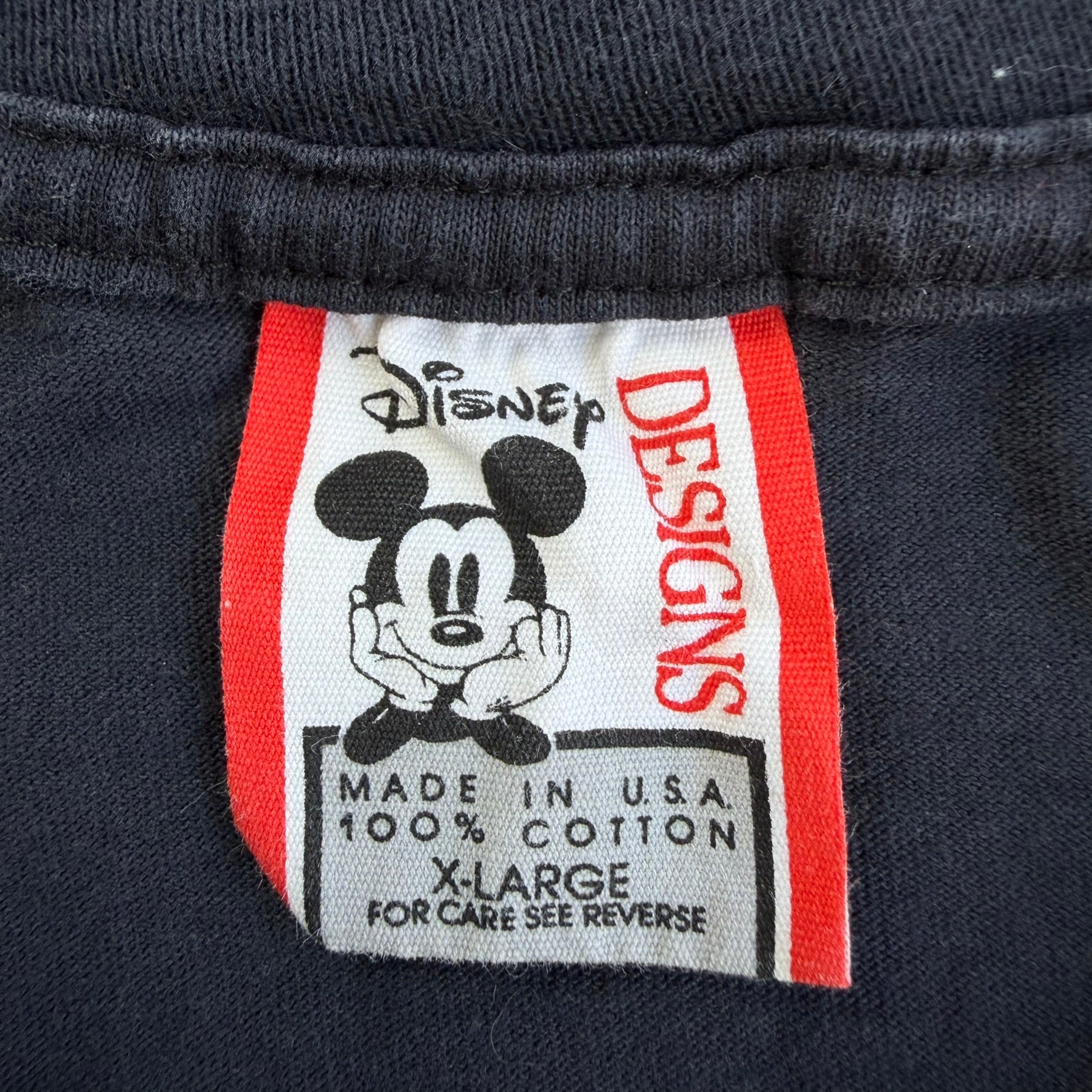 J- Vintage Disney Mickey Mouse Text & Graphic Made In USA Tee - XL