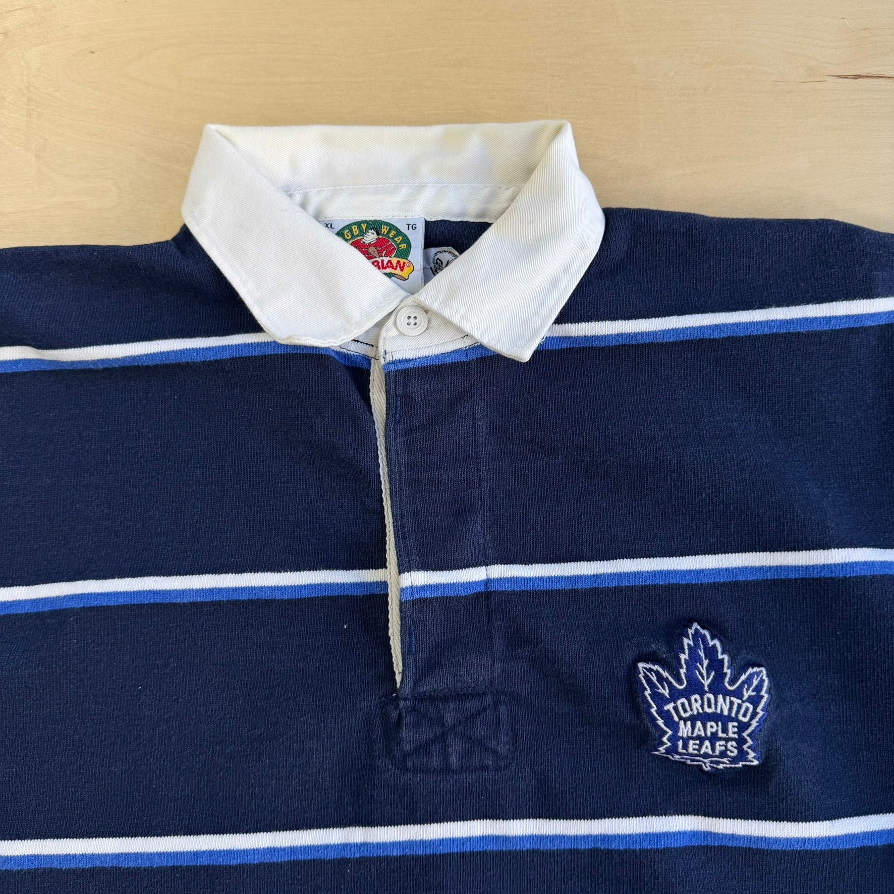 Vintage Toronto Maple Leafs NHL Barbarian Rugbywear Long Sleeve Rugby Shirt - XL