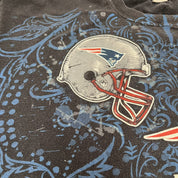 F- Vintage New England Patriots NFL Logo Text & Helmet Tee