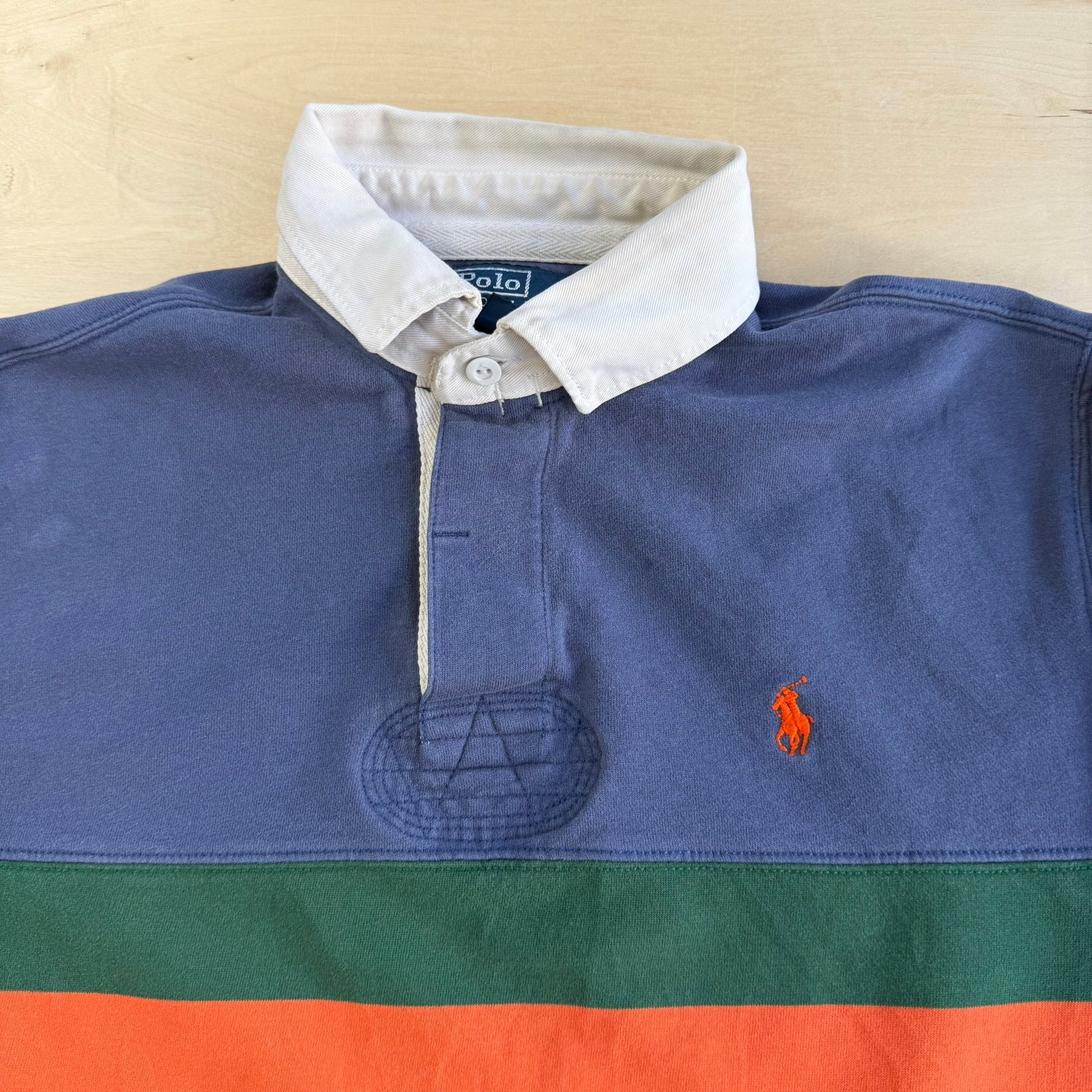 Vintage 90s Polo RL Embroidered Logo Long Sleeve Rugby Shirt - M