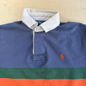 Vintage 90s Polo RL Embroidered Logo Long Sleeve Rugby Shirt - M