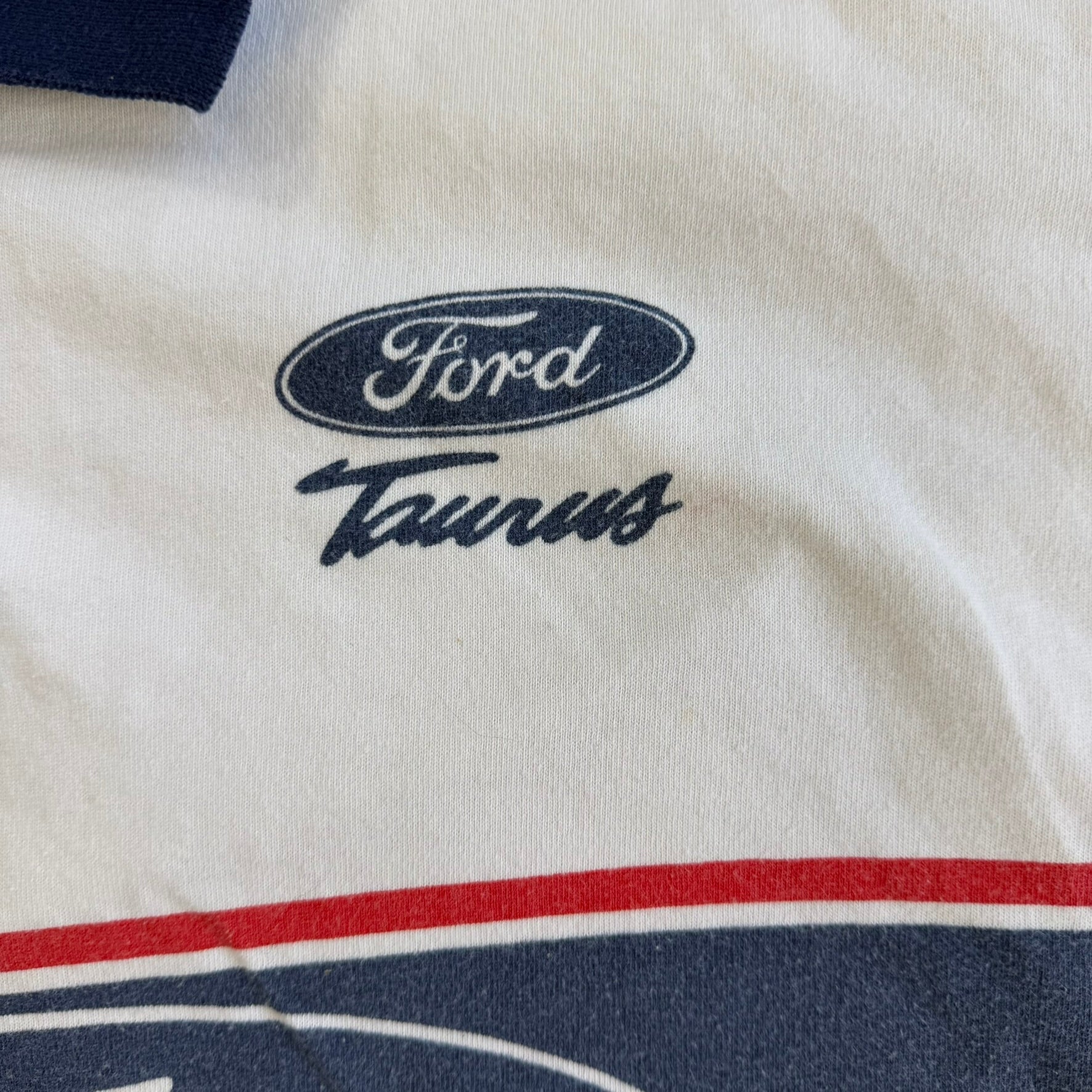 J- Vintage 90s Ford Taurus Racing Graphic & Text Made In USA Polo Shirt - XL