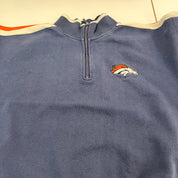 F- Vintage Denver Broncos NFL Starter Embroidered Logo Quarter Zip Crewneck