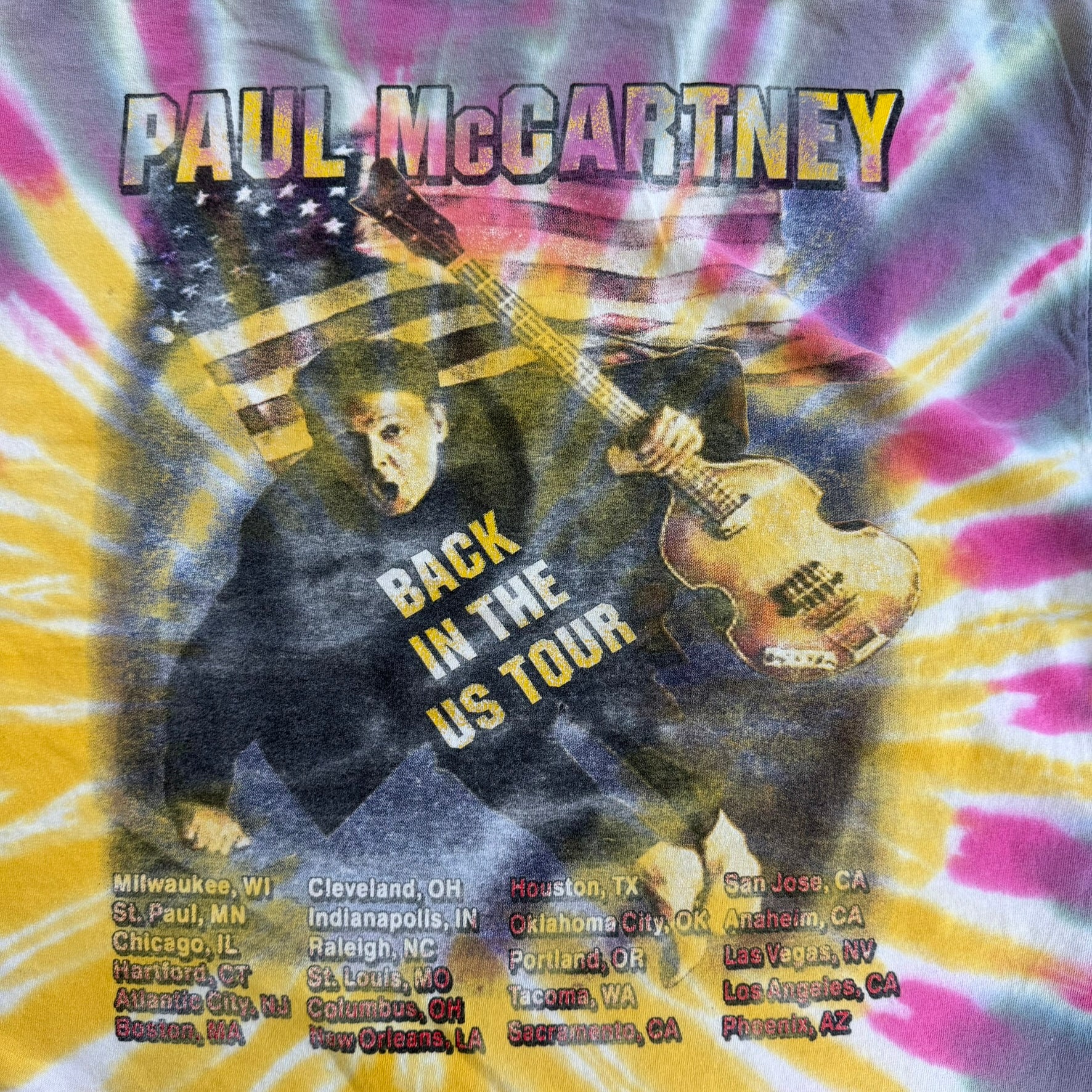 J- Vintage '02 Paul McCartney Back In The US Graphic Picture Tie Dye Tee - XL