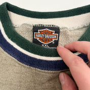F- Vintage Vietnam Veteran Embroidered Text Harley Davidson Tag Crewneck