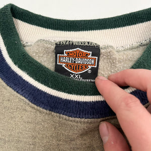 F- Vintage Vietnam Veteran Embroidered Text Harley Davidson Tag Crewneck