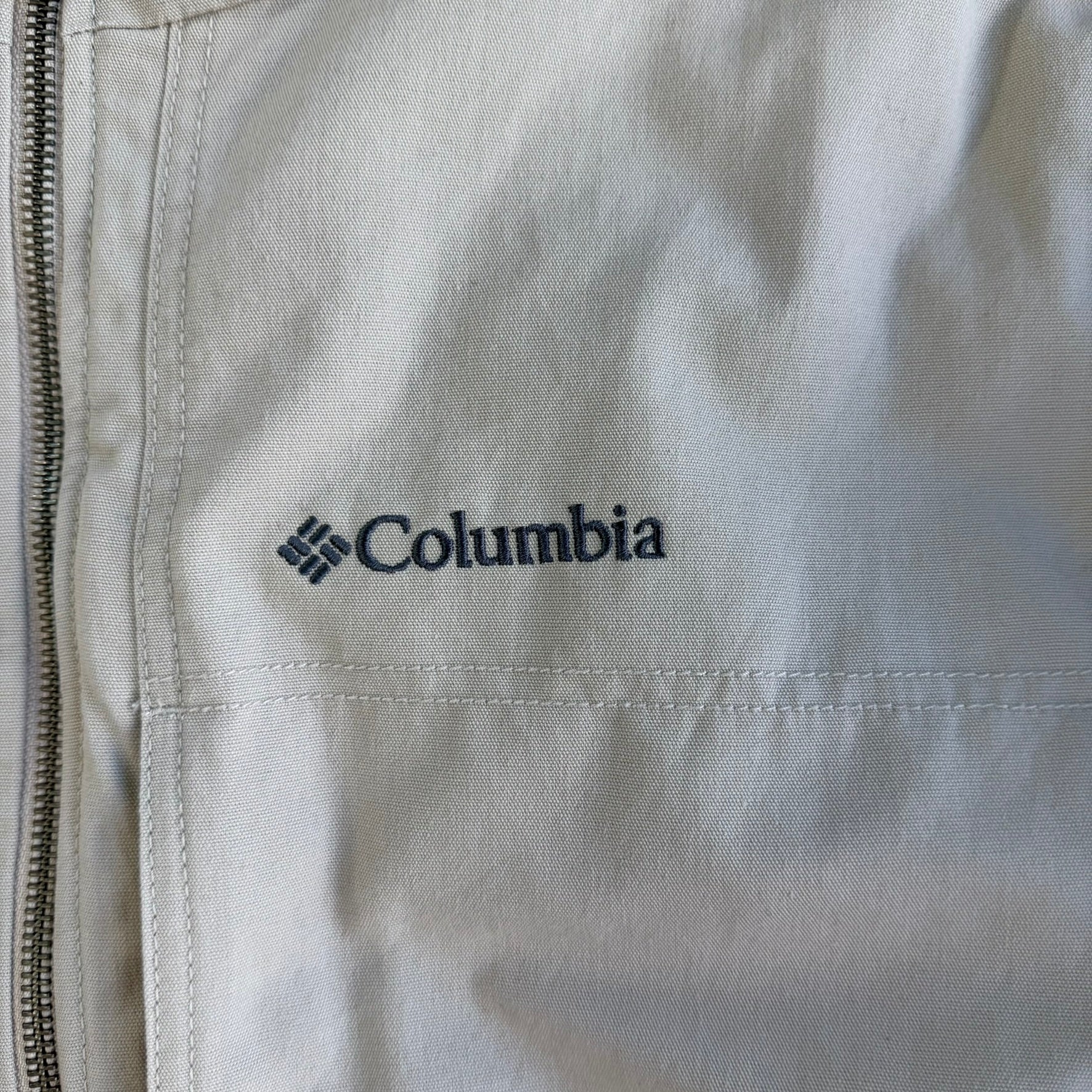 Vintage Columbia Fleece Lined Beige Canvas Zip Up Winter Jacket - XL