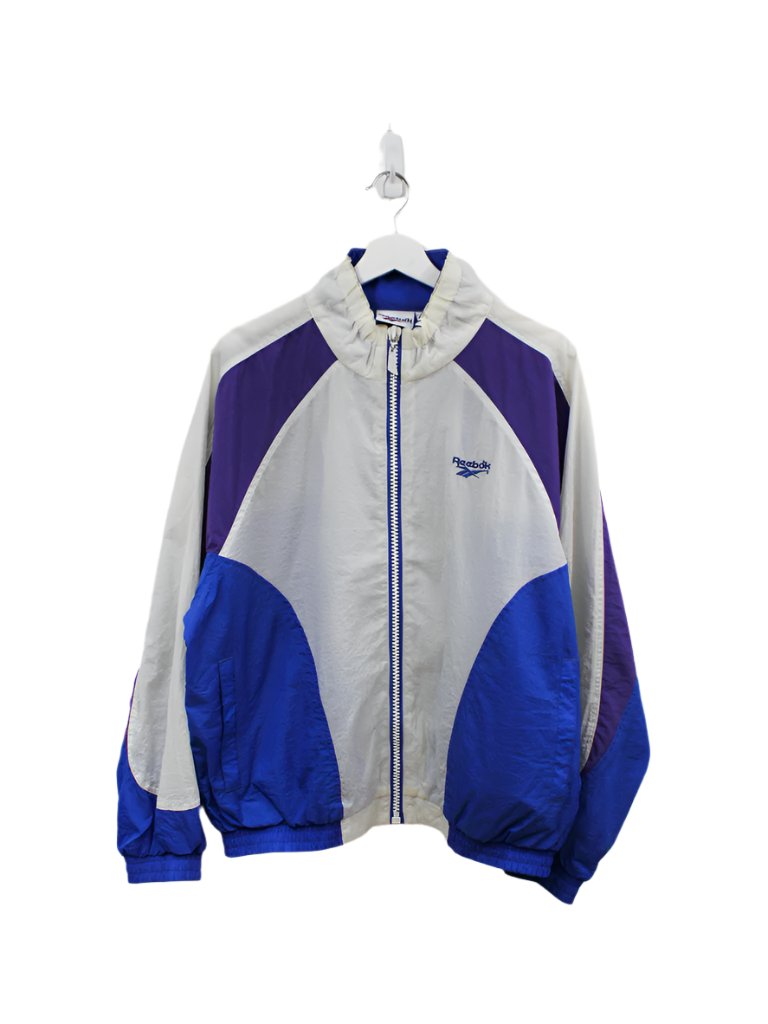 Z- Vintage 90s Reebok Nylon Windbreaker White/Purple