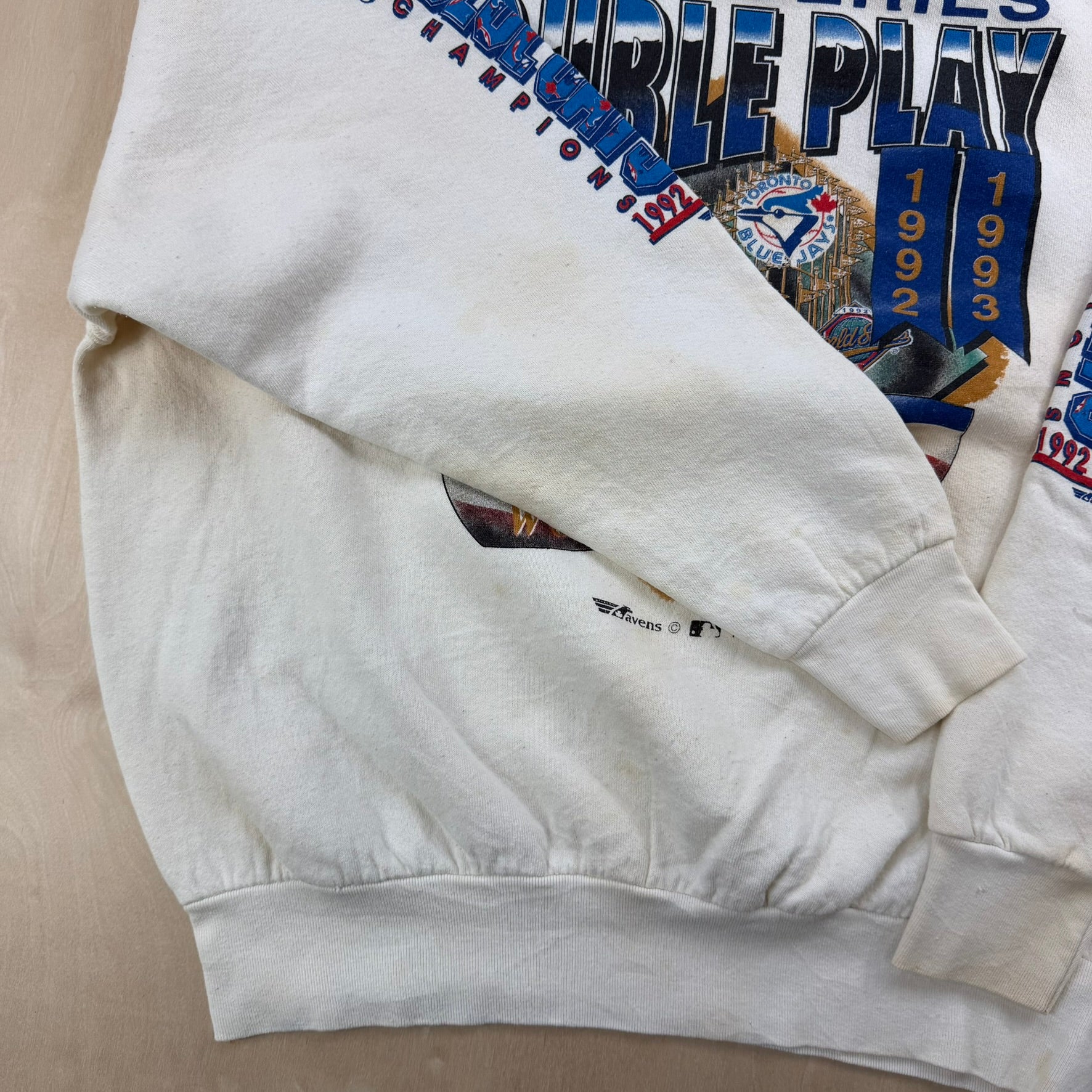 J- Vintage '93 Toronto Blue Jays Double Play World Champions MLB Crewneck - L